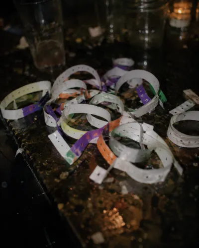 Used wristbands on the bar